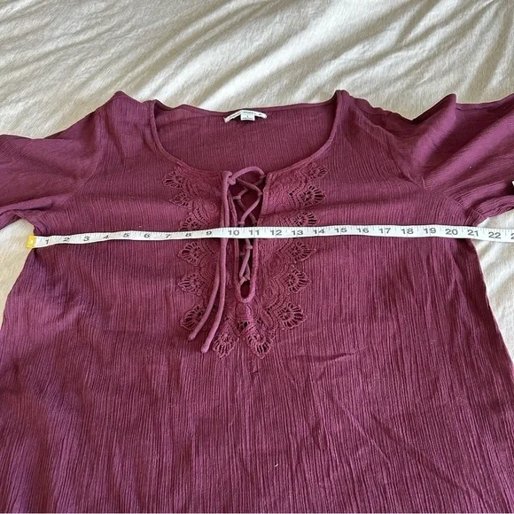 O'Neill Burgundy Sheer Lace-Up Swim Cover - Picture 10 of 11